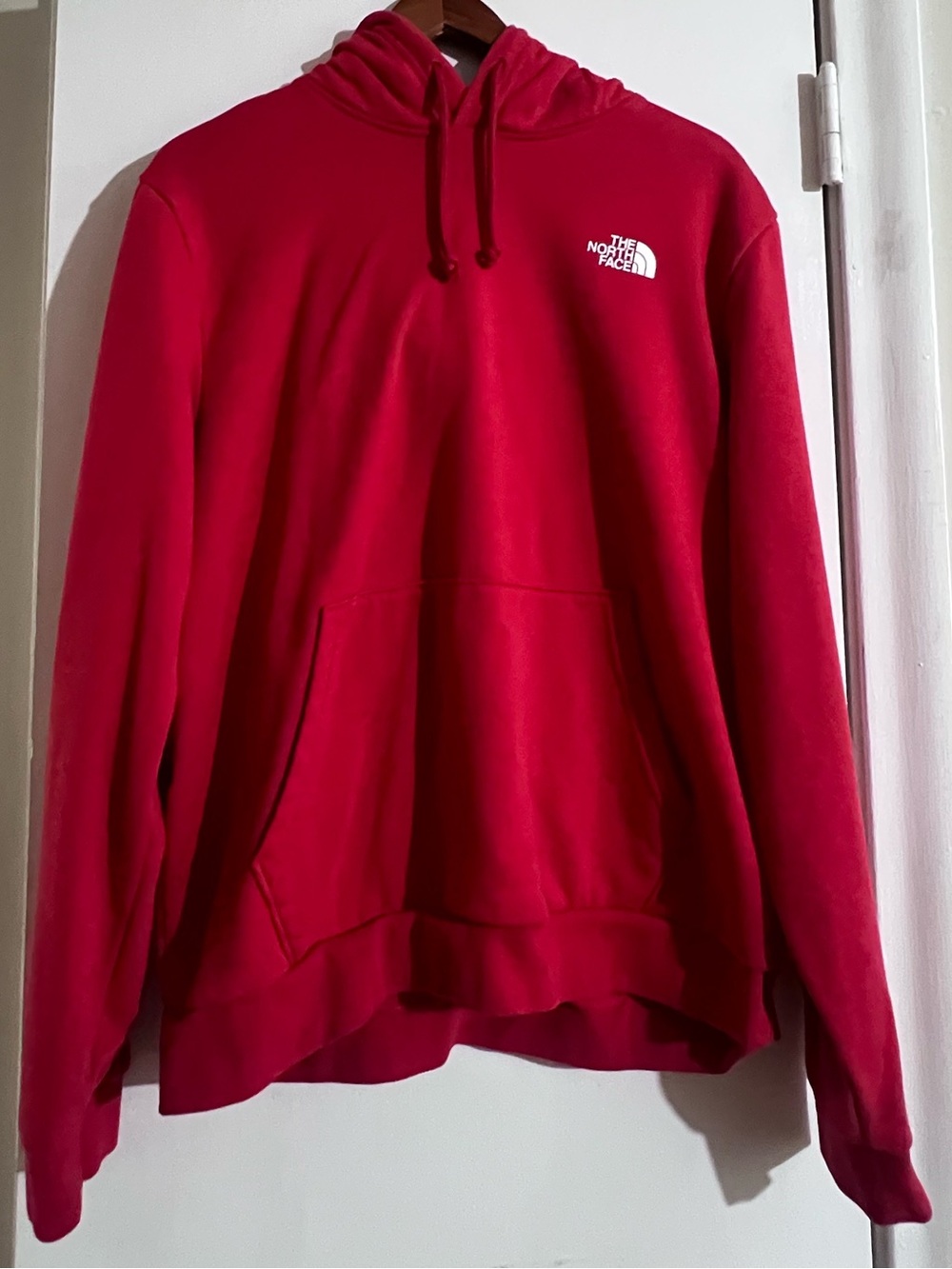NEW The North Face Men’s Red Crewneck Hoodie sweatshirt with White Logo in Large